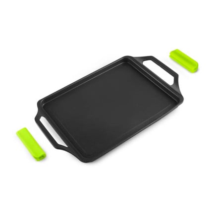 Sartén Grill Ibili 27x24cm para asados perfectos. Parrilla de hierro fundido con mangos removibles. Cocina fácil y saludable.