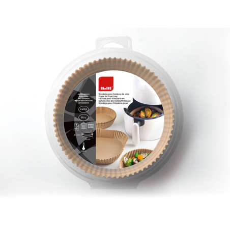Set 50 Bandejas Desechables 20cm para Freidora de Aire Ibili, accesorios cocina, freidora de aire, fácil limpieza y antiadher...