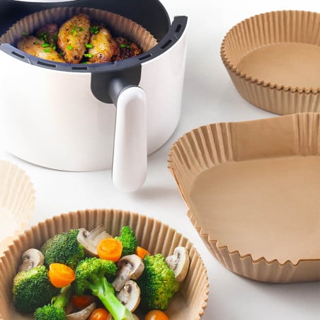 Set 50 Bandejas Desechables 20cm Freidora de Aire Ibili: utensilios cocina, accesorios freidoras de aire, antiadherente, fáci...