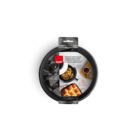 Recipiente redondo silicona 20cm para freidora de aire Ibili. Accesorio cocina para freír sin aceite, fácil limpieza. Utensil...