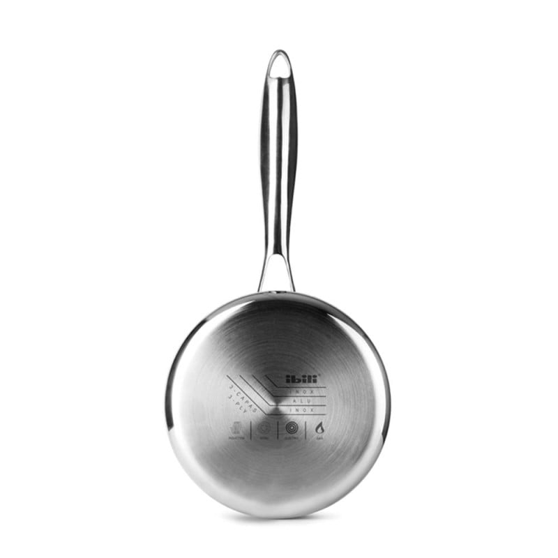 Cacerola 20cm Triply Natural Cooking Ibili, acero inoxidable, fondo triple difusor, apta inducción, diseño moderno.