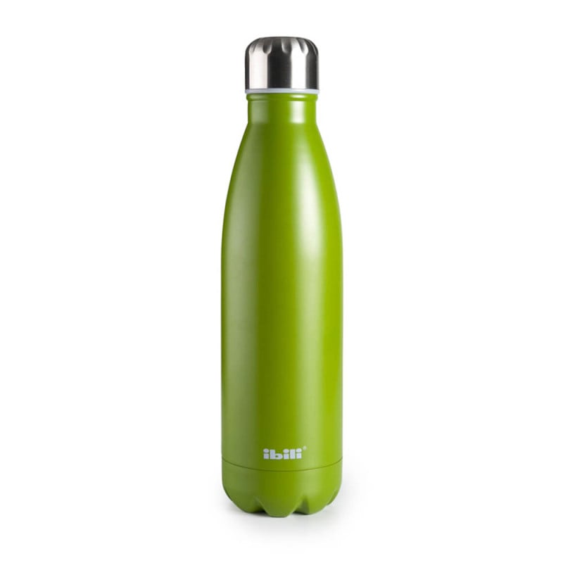 Botella Térmica 0,5L Acero Inoxidable Verde Ibili mantiene bebidas frías y calientes. Diseño moderno y duradero.