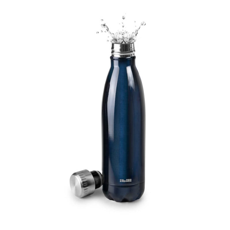 Botella Térmica 0 5L Acero Inoxidable Azul Ibili mantiene tu bebida fría o caliente Diseño elegante y funcional Ideal para ll...