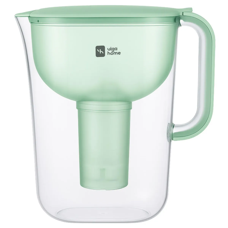 Jarra Purificadora de Agua 2L Verde VigaHome filtra agua purificada y saludable, ideal para el hogar y cocina.