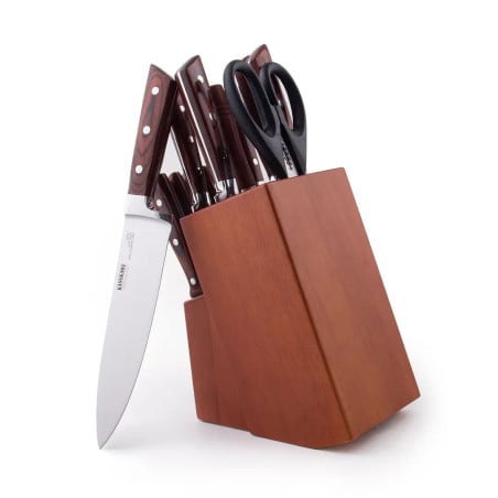 Set Taco de Madera 12 Cuchillos Astil y Tijeras Kangkawe juego completo de cocina acero inoxidable calidad superior diseño el...
