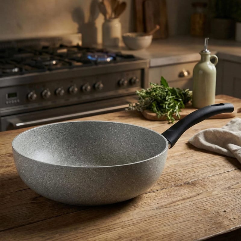 Wok con Mango de 28cm Ferrara Granito Ballarini, wok antiadherente de granito para cocina.