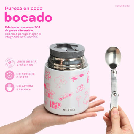 Termo Comida Barbie Fun + Cuchara 450ml Acero Inox UMA
