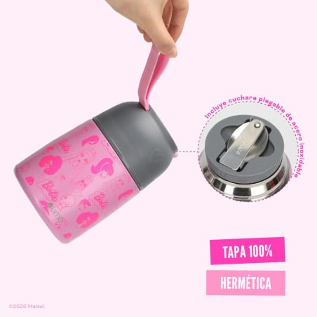 Termo Comida Barbie & Friends + Cuchara 450ml Acero Inox UMA