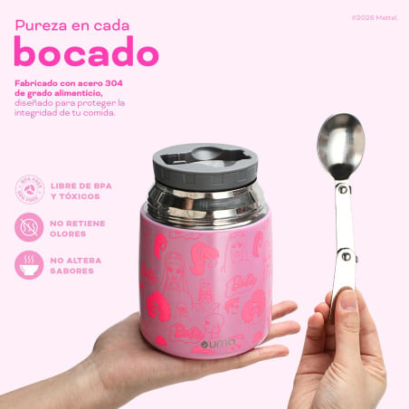 Termo Comida Barbie & Friends + Cuchara 450ml Acero Inox UMA