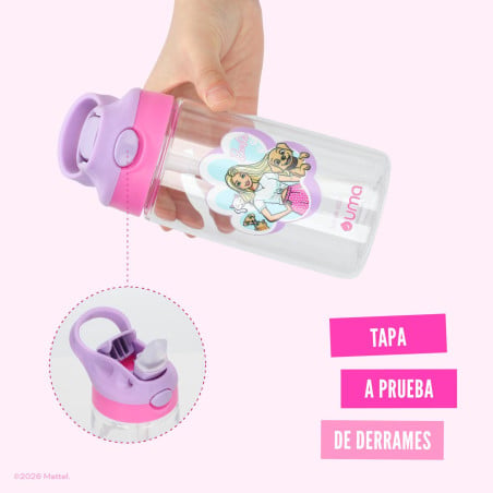 Botella Agua Niños Barbie & Pets 420ml con Bombilla UMA