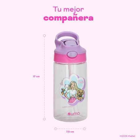 Botella Agua Niños Barbie & Pets 420ml con Bombilla UMA