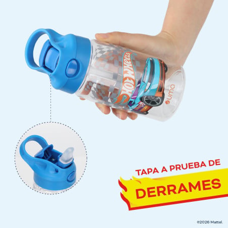 Botella Agua Niños Hot Wheels Race 420ml con Bombilla UMA