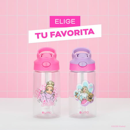 Botella Agua Niños Barbie Love 420ml con Bombilla UMA