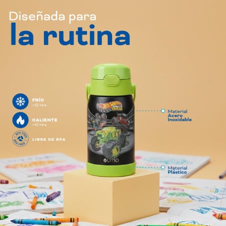 Botella Térmica Niños Hot Wheels Trucks 450ml Acero Inox UMA