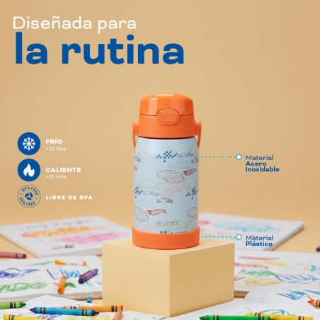 Botella Térmica Niños Hot Wheels Class 450ml Acero Inox UMA