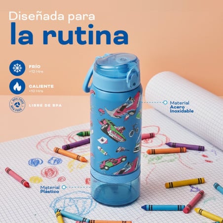 Botella Térmica Niños Hot Wheels Fast 2 en 1 590ml Acero Inox UMA