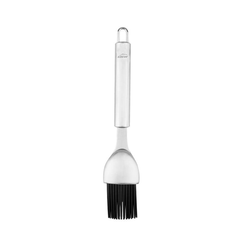 Brocha Silicona con Mango Acero 4cm Lacor, utensilio cocina resistente y fácil de limpiar, ideal para repostería y asados