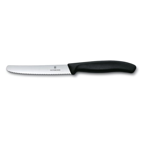 Cuchillo de mesa y cuchillo para tomates Swiss Classic color Negro. Hoja 11 cm. Victorinox