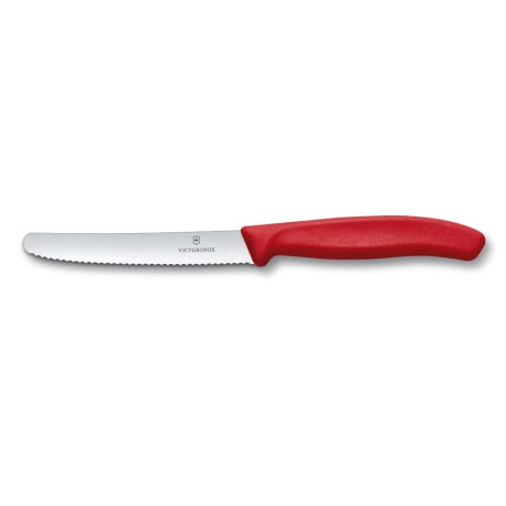 Cuchillo de mesa y cuchillo para tomates Swiss Classic color Rojo. Hoja 11 cm. Victorinox