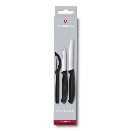 Set de cuchillos mondadores Swiss Classic con pelador, 3 piezas color Negro Victorinox