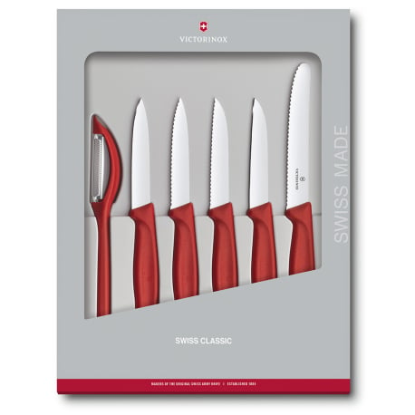 Set de cuchillos mondadores Swiss Classic rojo, 6 piezas Victorinox