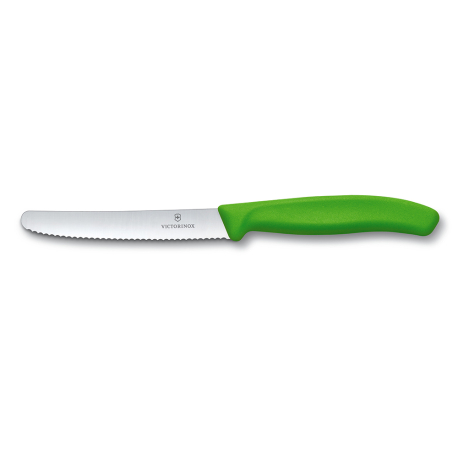 Cuchillo de mesa y cuchillo para tomates Swiss Classic. color Verde. Hoja 11 cm. Victorinox