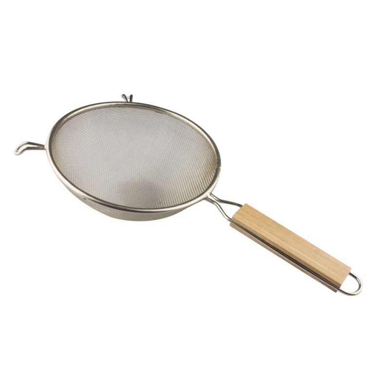 Colador 18cm Rejilla Estañado Wolfen ideal para cocina y repostería acero inoxidable mango madera resistente duradero alta ca...