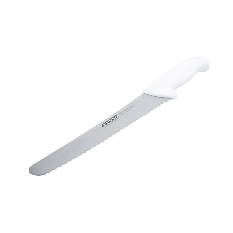 Cuchillo Sierra Pastelero Blanco 25cm Arcos para cortar pan y tortas diseño dentado acero inoxidable mango ergonómico blanco ...