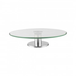 Pie Exhibidor Torta Gira Cristal Con Soporte 30Cm Inoxidable Ibili