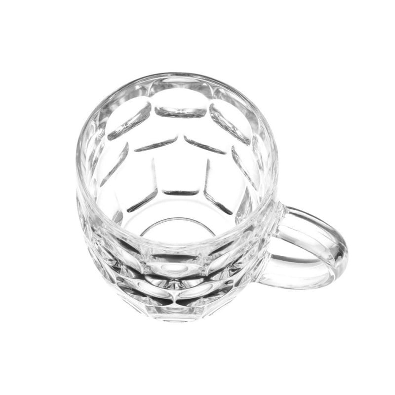 Vaso schop 570ml Britannia Arcoroc transparente con diseño facetado y asa. Ideal para cerveza.