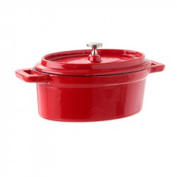 Cacerola Ovalada Con Tapa 15X10X6 Roja Fierro Fundido726015R Ibili