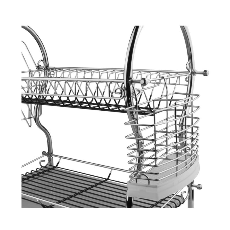 Secador de platos 2 niveles cromado 56x24x16 5cm Fta organizador de cocina escurridor de loza metálico resistente y duradero