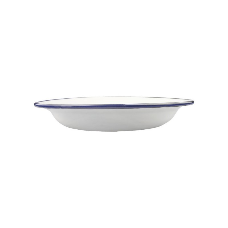 Plato hondo acero esmaltado blanco y azul 24cm Ibili menaje cocina hogar