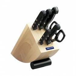 Set Cuchillos 6 Piezas Con Tijera Y Base Madera Arcos