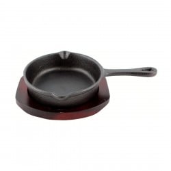 Sartén Fierro 13Cm Con Base De Madera Lugano