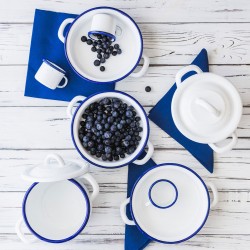 Lechero Con Tapa 1,0Lt Acero Esmaltado Blanco Y Azul Ibili